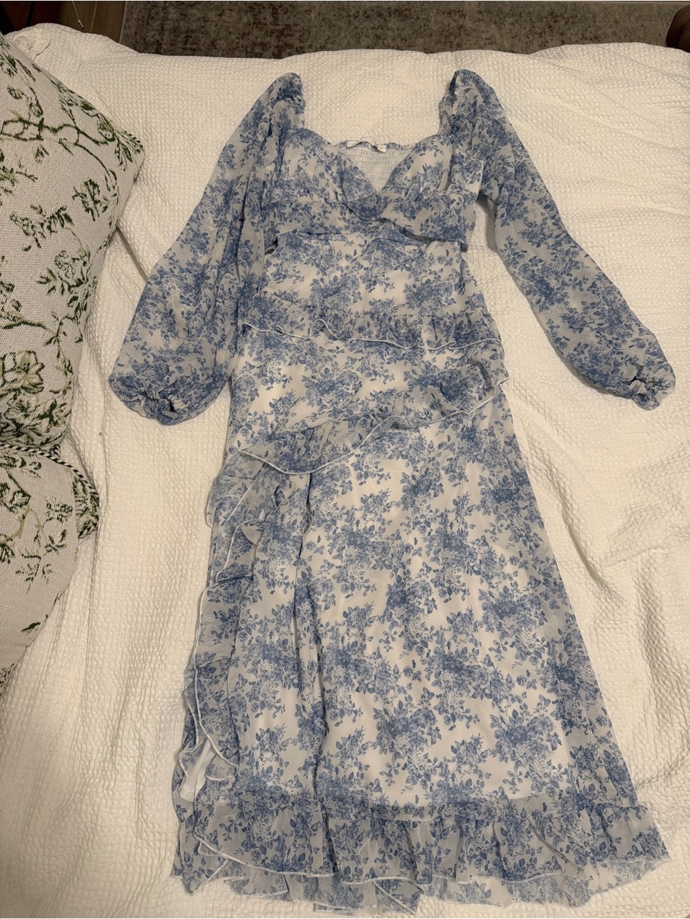 Altar'd State Blue and White Floral Maxi Dress